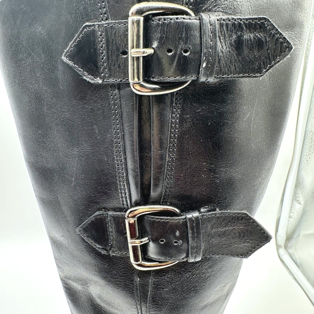 Clarks Tamro Spice Women Black Leather Knee High Equestrian Buckle Boots 8 M - Picture 4 of 10
